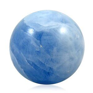 Calcite Blue Sphere -M Approx 907ctw Wood Stand for Display - NEW
